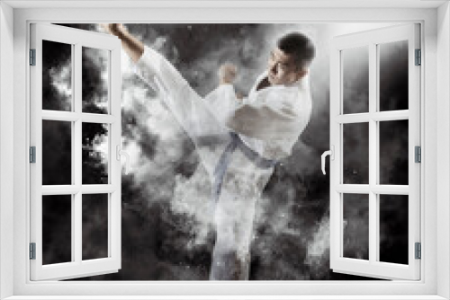 Fototapeta Naklejka Na Ścianę Okno 3D - Martial arts masters. Smoke background