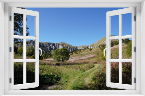 Fototapeta Naklejka Na Ścianę Okno 3D - landscape near Gornje Bare, with mountain view and autmun colours, Sutjeska National Park, Bosnia and Herzegovina, europe