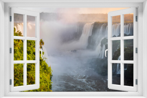 Fototapeta Naklejka Na Ścianę Okno 3D - Iguazu Falls dramatic landscape, view from Brazil side, South America