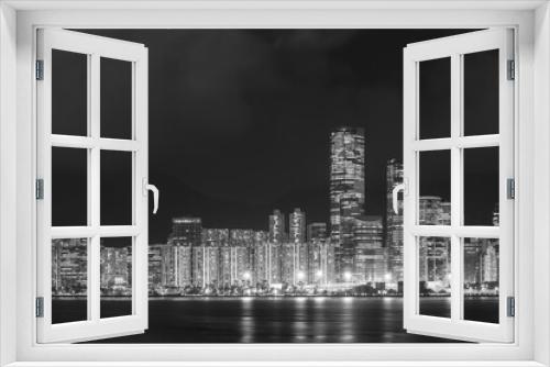 Fototapeta Naklejka Na Ścianę Okno 3D - Panorama of downtown of Hong Kong city at night