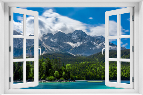 Fototapeta Naklejka Na Ścianę Okno 3D - Zugspitze from Lake Eibsee in Germany in the background