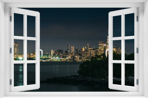 New York City skyline at night. View from Hudson river, New York, USA, America. . High-quality photo