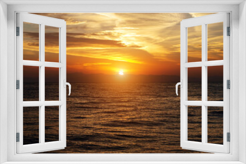 Fototapeta Naklejka Na Ścianę Okno 3D - Sunset seascape. Calm ocean view. tranquil and peaceful water