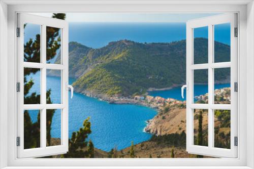 Fototapeta Naklejka Na Ścianę Okno 3D - Beautiful view over Assos peninsula in Kefalonia, Greece