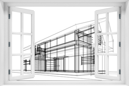 Fototapeta Naklejka Na Ścianę Okno 3D - Architectural drawing vector 3d illustration