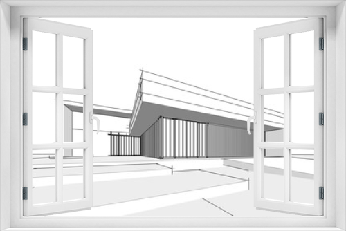 Fototapeta Naklejka Na Ścianę Okno 3D - sketch of modern house 3d illustration