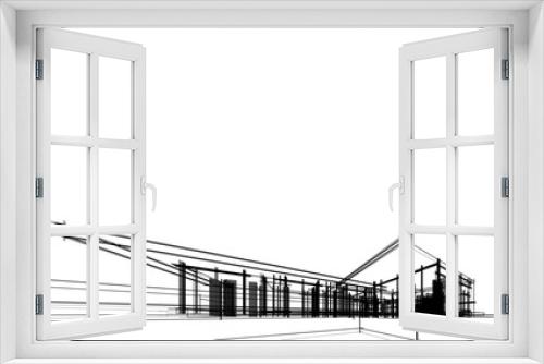 Fototapeta Naklejka Na Ścianę Okno 3D - 3d sketch project of modern villa architectural drawing