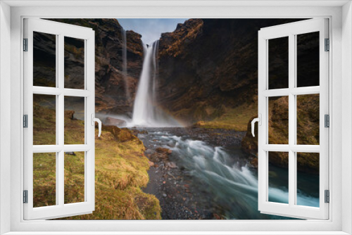 Fototapeta Naklejka Na Ścianę Okno 3D - Kvernufoss is a waterfall with a drop of 30 metres (98 feet) in South Iceland.