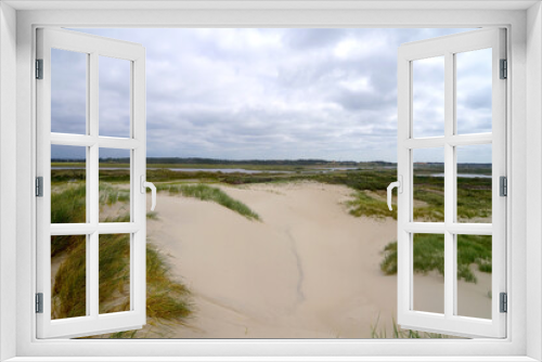 Fototapeta Naklejka Na Ścianę Okno 3D - view from the dunes on the danish north sea coast at Nymindegab inland over the trout lake nymindegab ørreddam