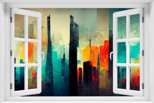 Colorful abstract tower wallpaper. 3D illustration, 3D rendering.