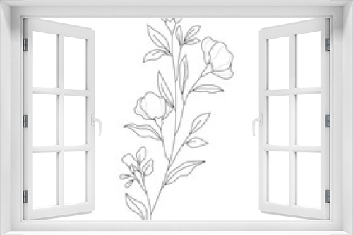 Fototapeta Naklejka Na Ścianę Okno 3D - Botanical leaf Wildflower Line art