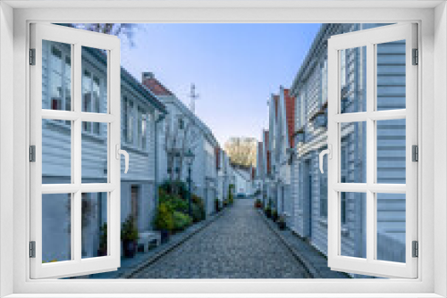 Fototapeta Naklejka Na Ścianę Okno 3D - Beautiful houses in the streets of Stavanger's Old Town
