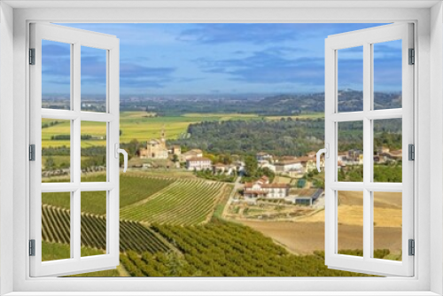 Fototapeta Naklejka Na Ścianę Okno 3D - View over the Po Valley from the mountains of Piedmont from the village of Camino during the day
