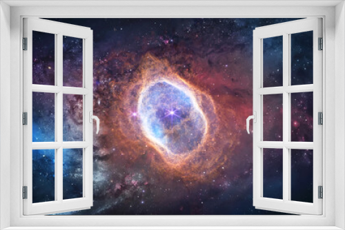 Fototapeta Naklejka Na Ścianę Okno 3D - Southern Ring Nebula. Space collage from James webb telescope element. JWST galaxy and stars. Deep space in the sky. Elements of this image furnished by NASA