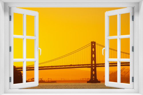 Fototapeta Naklejka Na Ścianę Okno 3D - Transport industry architecture landmark Golden Gate bridge from San Francisco. Scenic image with this amazing construction from California during the sunrise.