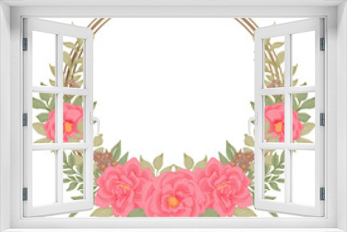 Fototapeta Naklejka Na Ścianę Okno 3D - set of elegant rose flower frame watercolor