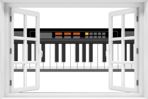 Electric piano musical instrument with keyboard with buttons for special effects. Classic music practicing and composing. Vector in flat cartoon style