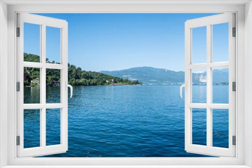 Fototapeta Naklejka Na Ścianę Okno 3D - Extra wide view of the Gulf of Laveno in the Lake Maggiore