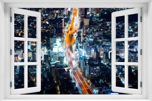 Fototapeta Naklejka Na Ścianę Okno 3D - 高速道路を中心とした東京の夜景