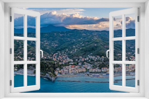 Fototapeta Naklejka Na Ścianę Okno 3D - Drone panorama of the Italian coastal town of Moneglia