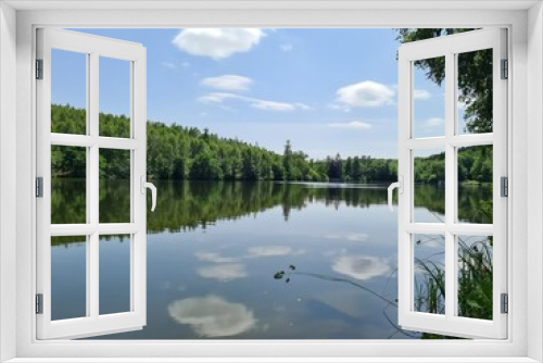 Fototapeta Naklejka Na Ścianę Okno 3D - reflection of trees in lake
