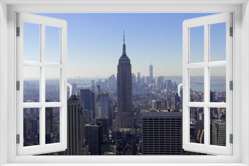 Fototapeta Naklejka Na Ścianę Okno 3D - Ausblick auf Downtown Manhattan und Empire State Building vom Rockefeller Center, Manhattan, New York City, New York