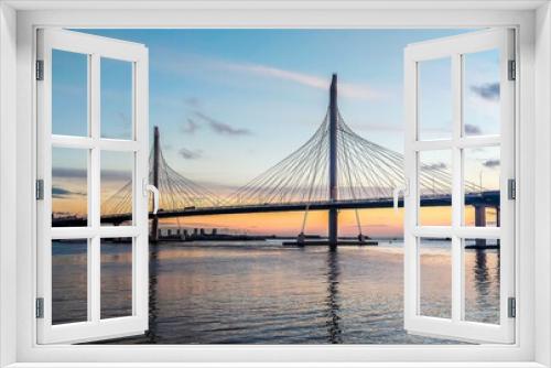 Fototapeta Naklejka Na Ścianę Okno 3D - View of the Western High Speed Diameter Bridge (Yacht`s bridge). The Krestovsky Island. Saint-Petersburg, Russia.	