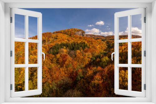 Beautiful aerial view of slovakian landscape in autumn. Mountain range Vtacnik.