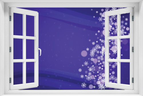 Fototapeta Naklejka Na Ścianę Okno 3D - Snow frame with ultra violet snowflakes. New Year backdrop. Winter border for flyer, gift card, invitation, business offer and ad. Christmas trendy background. Holiday snowy banner with snow frame