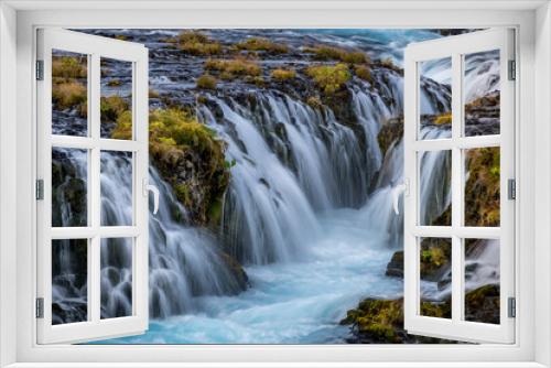 Fototapeta Naklejka Na Ścianę Okno 3D - Bruarfoss - Islands blauer Wasserfall