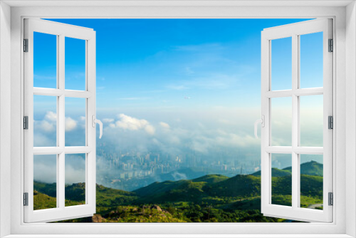 Fototapeta Naklejka Na Ścianę Okno 3D - Sea Of Clouds Over Tai Mo Shan Mountain