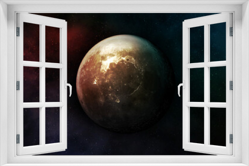 Fototapeta Naklejka Na Ścianę Okno 3D - Fantastic view of the moon in colorful starry space.