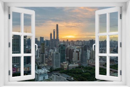 Fototapeta Naklejka Na Ścianę Okno 3D - The morning cityscape in Shanghai, China.