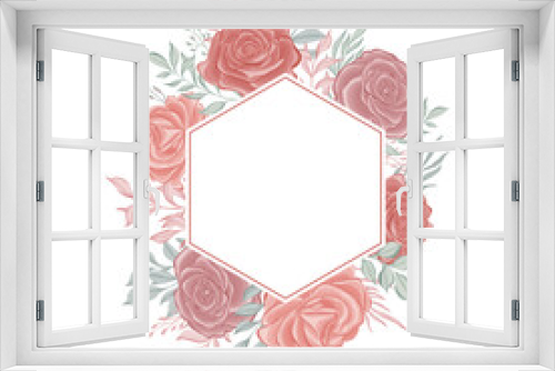 Fototapeta Naklejka Na Ścianę Okno 3D - rose flower frame watercolor decoration