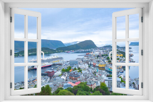 Fototapeta Naklejka Na Ścianę Okno 3D - Wonderful View from Moutnian in Ålesund, Norway