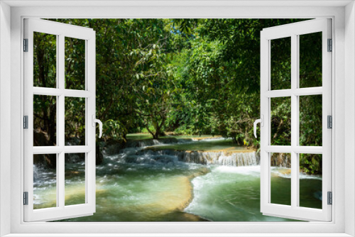Fototapeta Naklejka Na Ścianę Okno 3D - Kuang Si Waterfall, the most beautiful waterfall in Laos