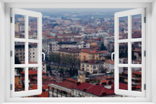 Citiyscape of residence houses and appartment buildings in Bergamo, Italy