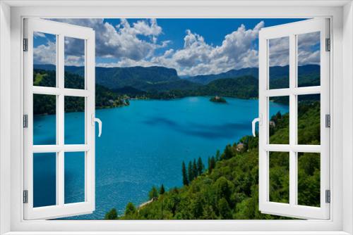 Fototapeta Naklejka Na Ścianę Okno 3D - Scenic view on the island on Bled lake, Slovenia