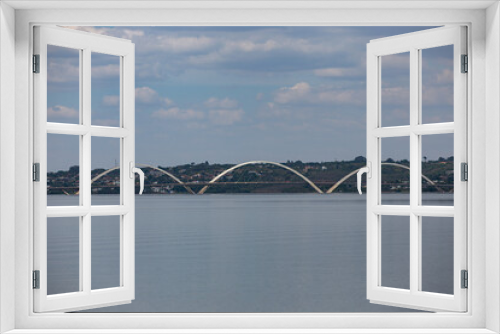 Fototapeta Naklejka Na Ścianę Okno 3D - JK bridge over Paranoá lake in Brasilia city Brazil.