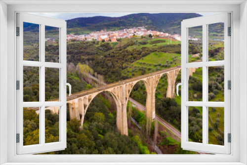 Fototapeta Naklejka Na Ścianę Okno 3D - Aerial photo of Viaduct of Guadalupe, province of Caceres, Extremadura, Spain.
