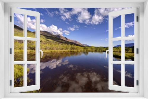 Fototapeta Naklejka Na Ścianę Okno 3D - Reflection of the mountains on the pond at Glenorchy