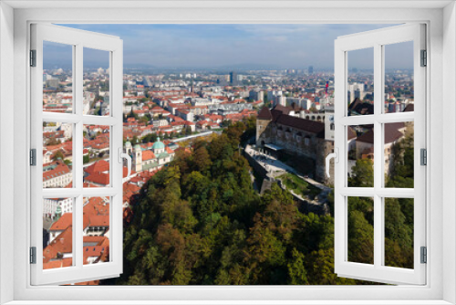 Fototapeta Naklejka Na Ścianę Okno 3D - Aerial view of Ljubljana, capital of Slovenia from drone