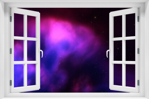 Fototapeta Naklejka Na Ścianę Okno 3D - bright nebula, nebula in space, majestic red-purple nebula, beautiful space background 3D render
