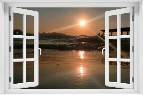 Fototapeta Naklejka Na Ścianę Okno 3D - sunset over the pier