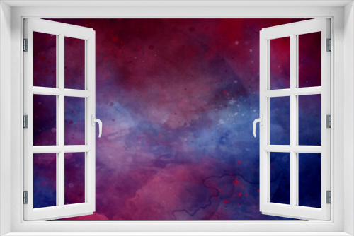 Fototapeta Naklejka Na Ścianę Okno 3D - abstract night sky space watercolor background with stars. watercolor dark blue nebula universe. watercolor hand drawn illustration. Blue and pink gradient watercolor ombre leaks and splashes texture.