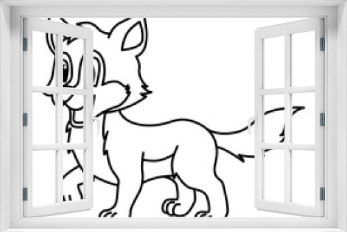 Fototapeta Naklejka Na Ścianę Okno 3D - Cute wolf cartoon characters vector illustration. For kids coloring book.