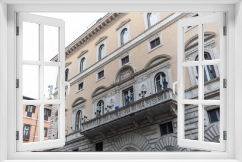 The Facade of the Saving Bank in the Center of Rome