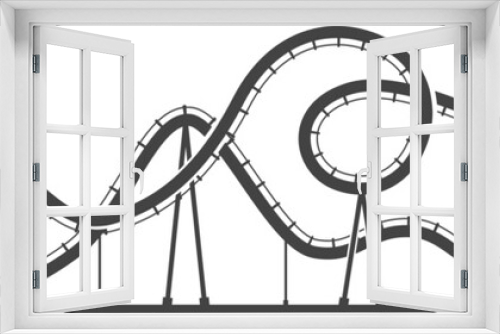 Fototapeta Naklejka Na Ścianę Okno 3D - Rollercoaster silhouette. Black carnival ride icon. Amusement park symbol