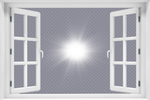Fototapeta Naklejka Na Ścianę Okno 3D - Glow effect. Star on transparent background.Bright sun. Vector illustration.