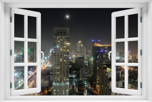 Fototapeta Naklejka Na Ścianę Okno 3D - Cityscape of Bangkok at night, Thailand